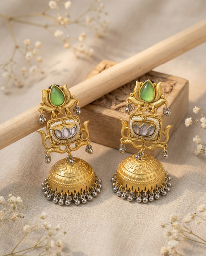 Mint Lavanya Designer Jhumki Earring Brass Lookalike