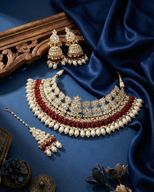 Maroon Meera Royal Necklace