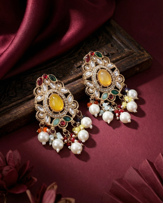 Multi Darsh Pearl Zircone Earring