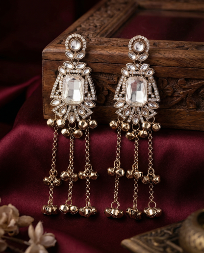 Silver Sharain Kashmiri Look Ghunghru Jhumka Earring