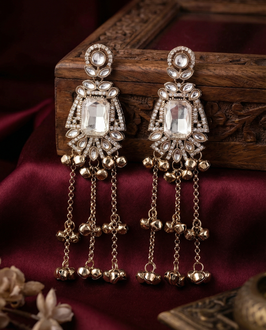 Silver Sharain Kashmiri Look Ghunghru Jhumka Earring