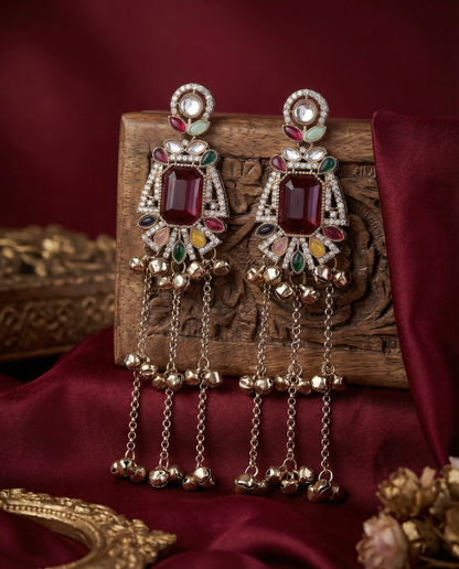 Multi Sharain Kashmiri Look Ghunghru Jhumka Earring