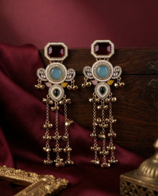 Multi Zavian Kashmiri Look Ghunghru Jhumka Earring