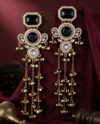 Green Zavian Kashmiri Look Ghunghru Jhumka Earring
