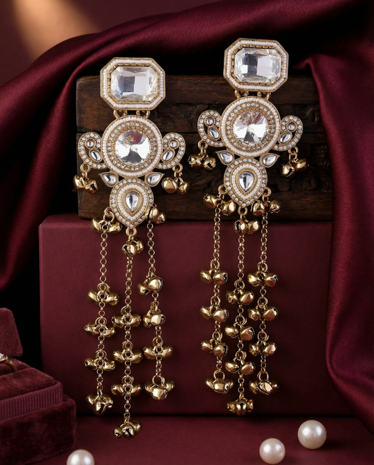 Silver Zavian Kashmiri Look Ghunghru Jhumka Earring