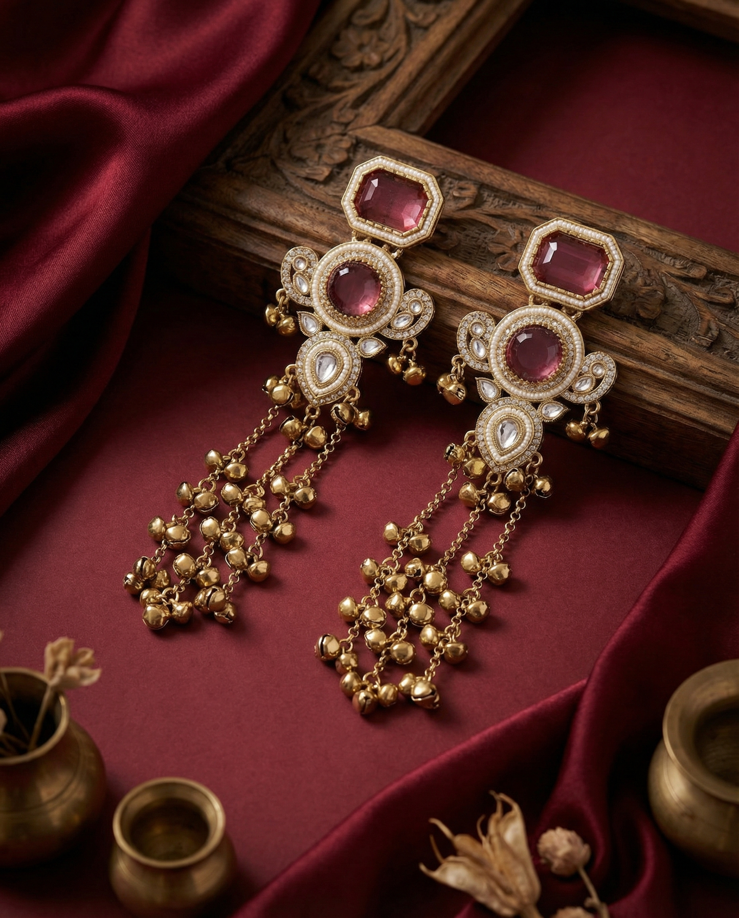Onion Zavian Kashmiri Look Ghunghru Jhumka Earring