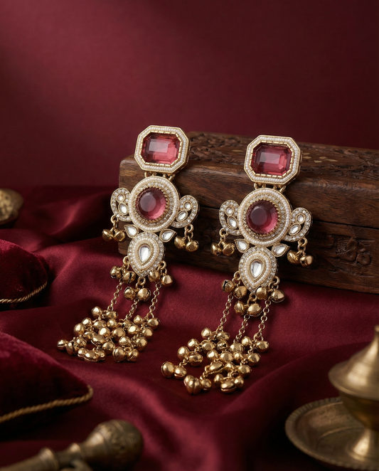 Onion Zavian Kashmiri Look Ghunghru Jhumka Earring