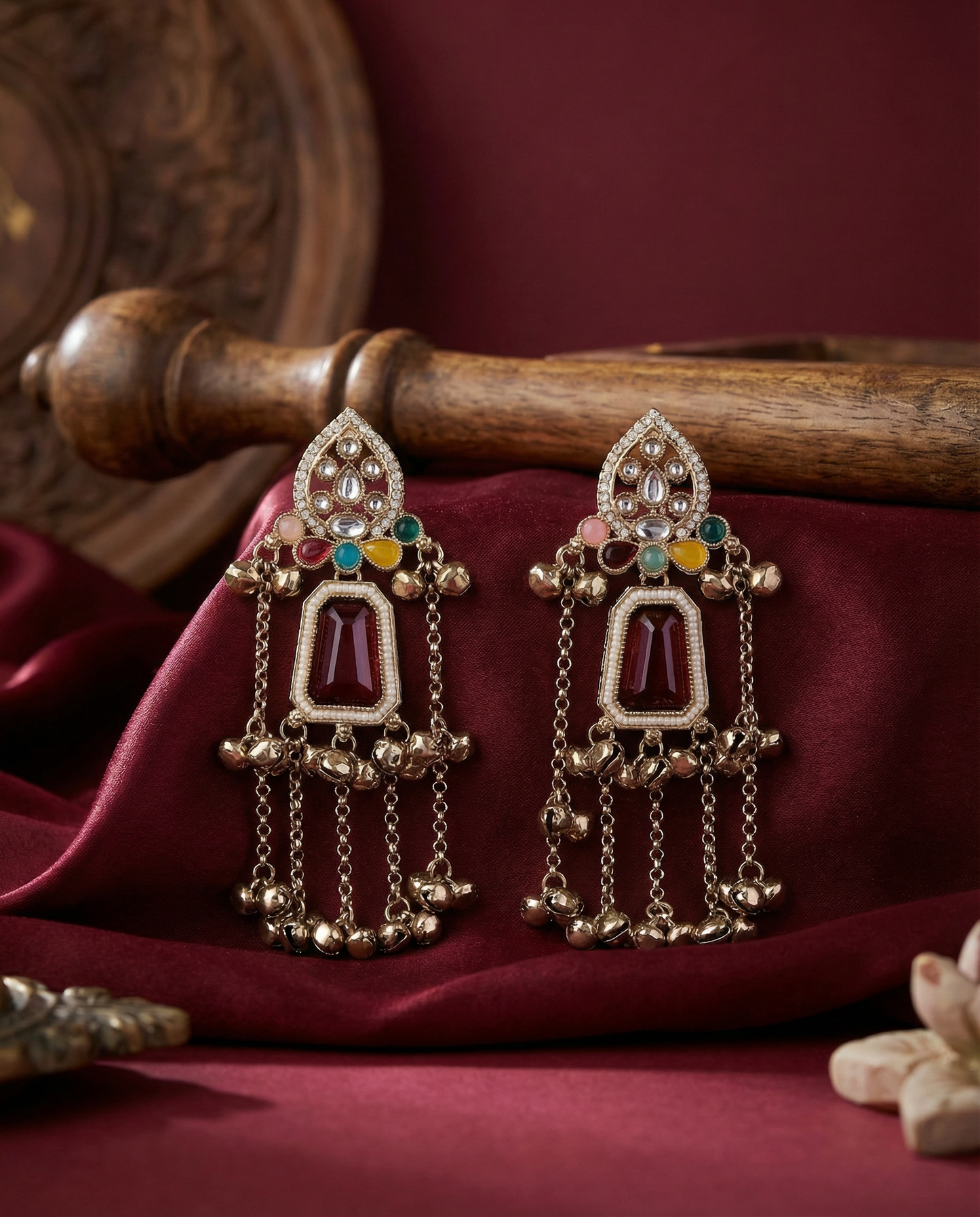 Ruby Multi Ekansh Kashmiri Look Ghunghru Jhumka Earring
