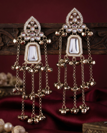 White Ekansh Kashmiri Look Ghunghru Jhumka Earring