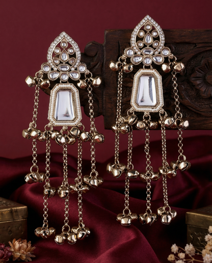 White Ekansh Kashmiri Look Ghunghru Jhumka Earring