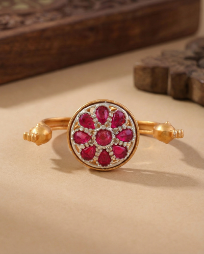 Ruby Umisha 2 Finger Brass Gold Statement Ring