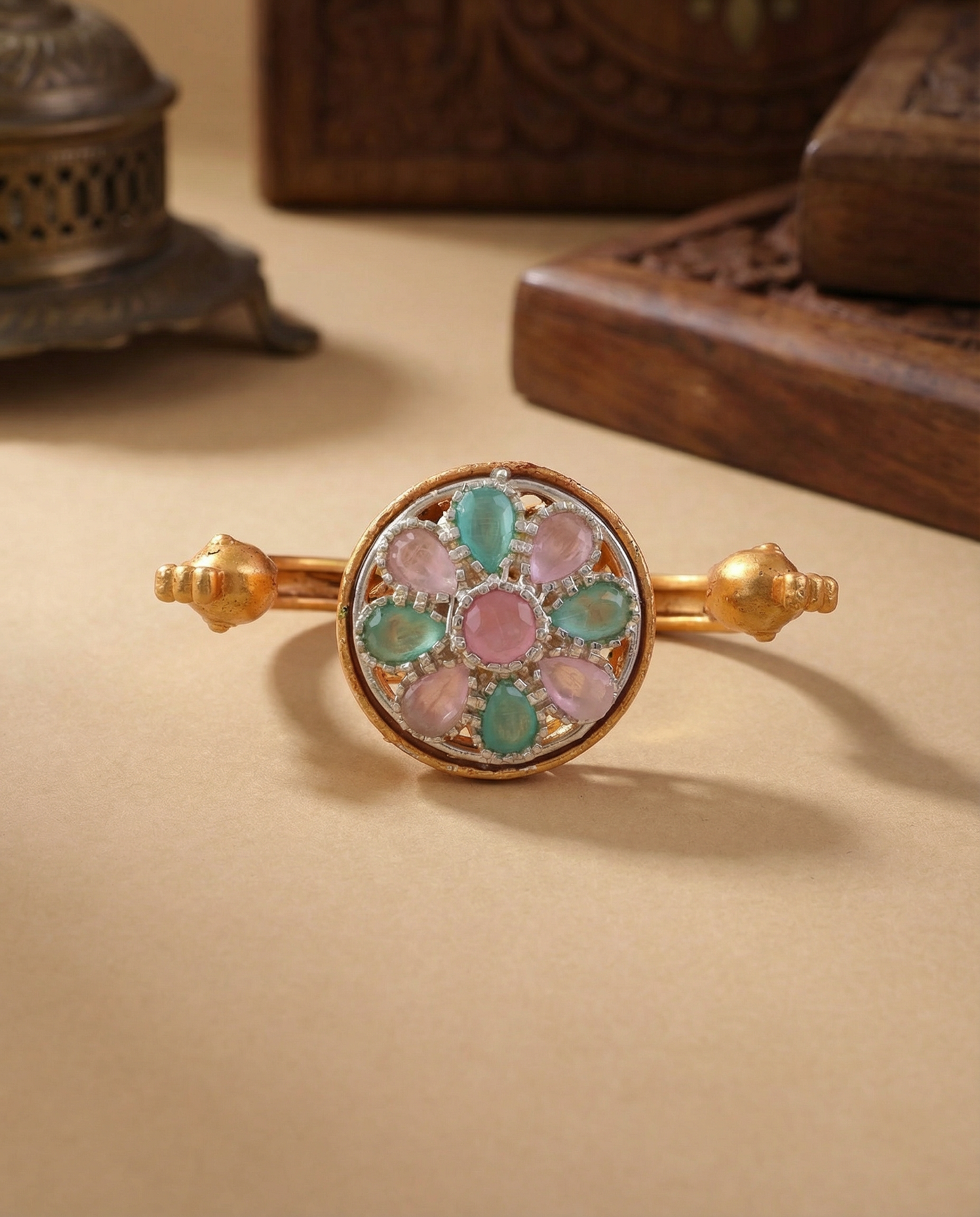 Pastel Umisha 2 Finger Brass Gold Statement Ring