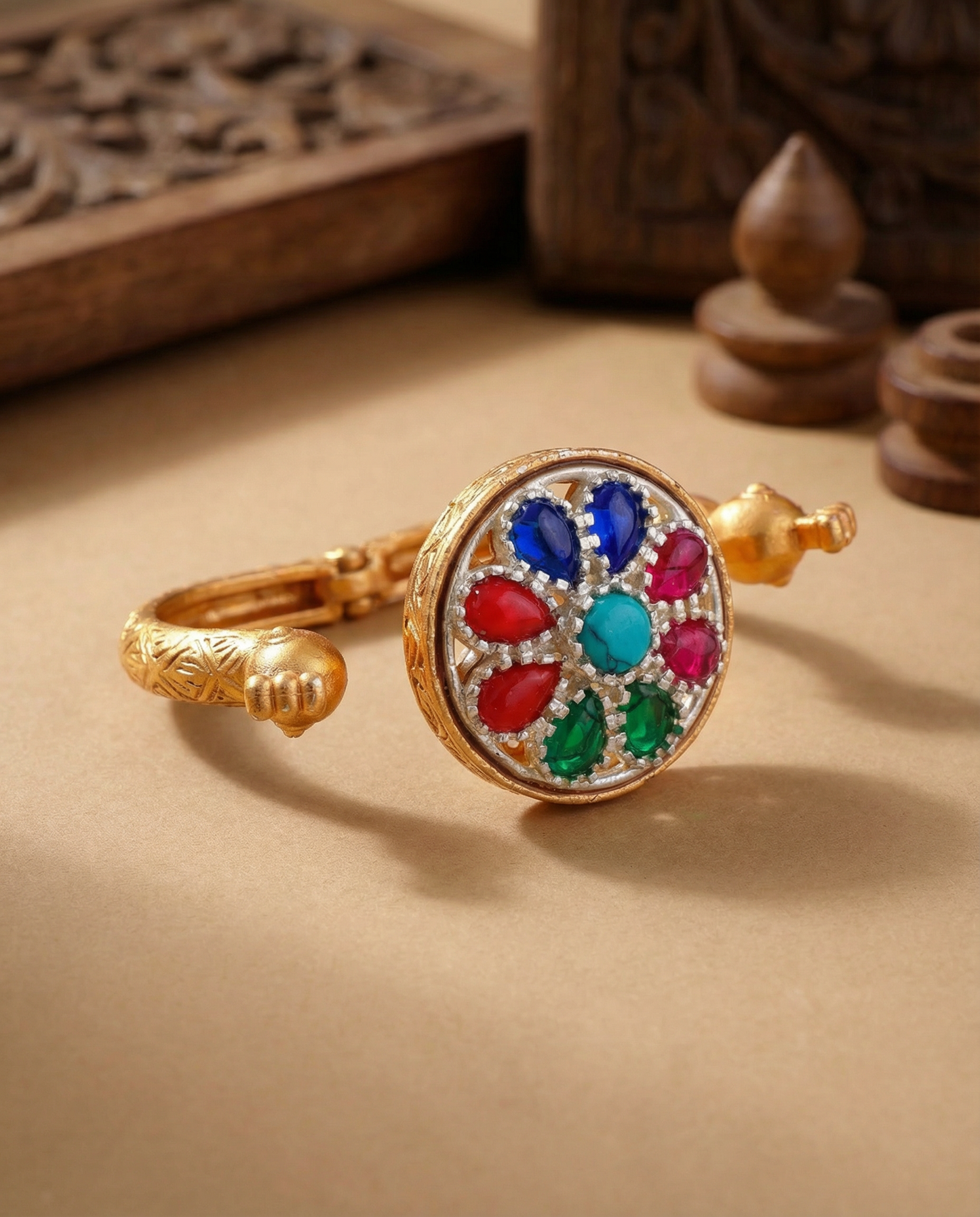 Multi 2.0 Umisha 2 Finger Brass Gold Statement Ring