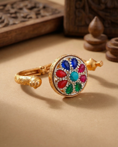 Multi 2.0 Umisha 2 Finger Brass Gold Statement Ring