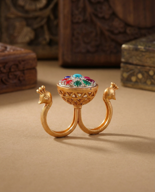 Multi 2.0 Umisha 2 Finger Brass Gold Statement Ring