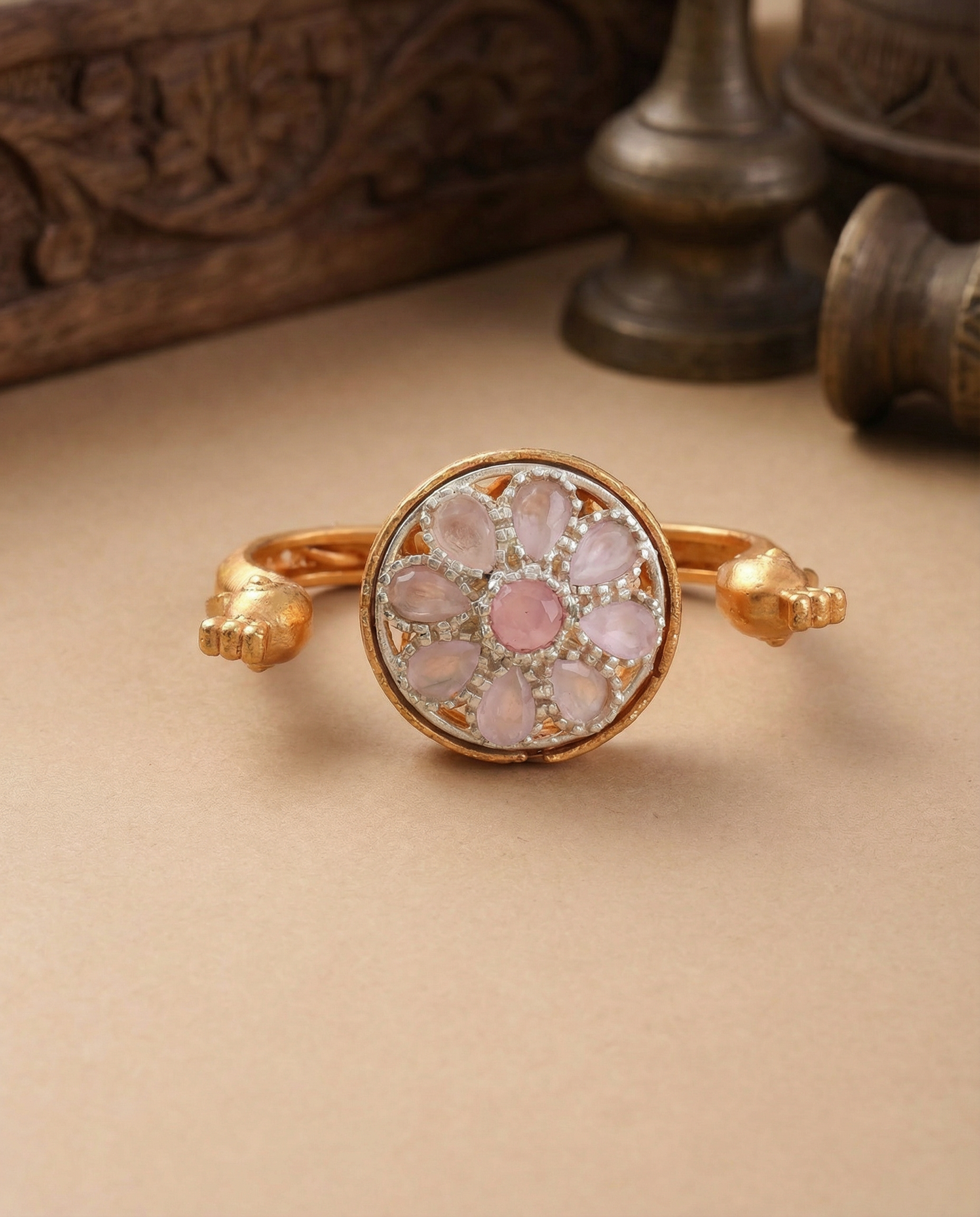 Blush Umisha 2 Finger Brass Gold Statement Ring