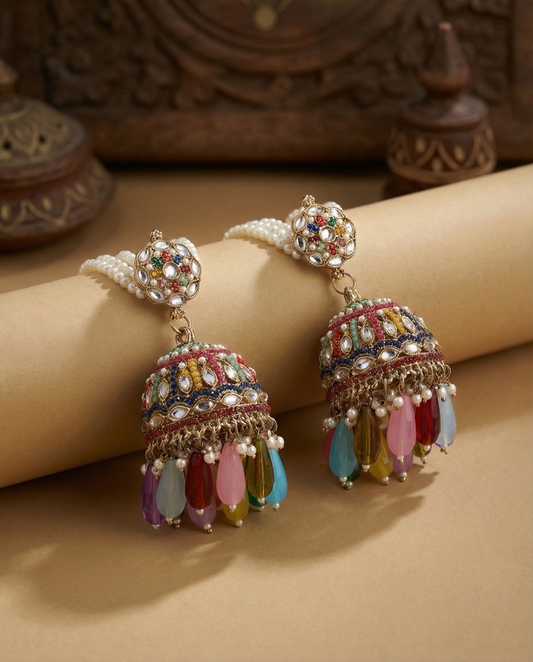 Multi Navika Bahubali Earring with Kaan Chain