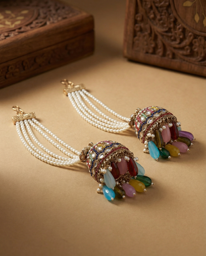 Multi Navika Bahubali Earring with Kaan Chain