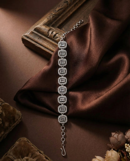 Silver Spenza American Diamond Bracelet - Openable