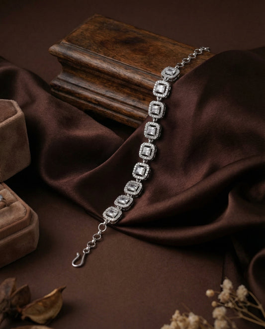 Silver Spenza American Diamond Bracelet - Openable