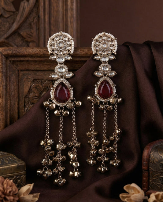 Red Nakul Kashmiri Look Ghunghru Earring