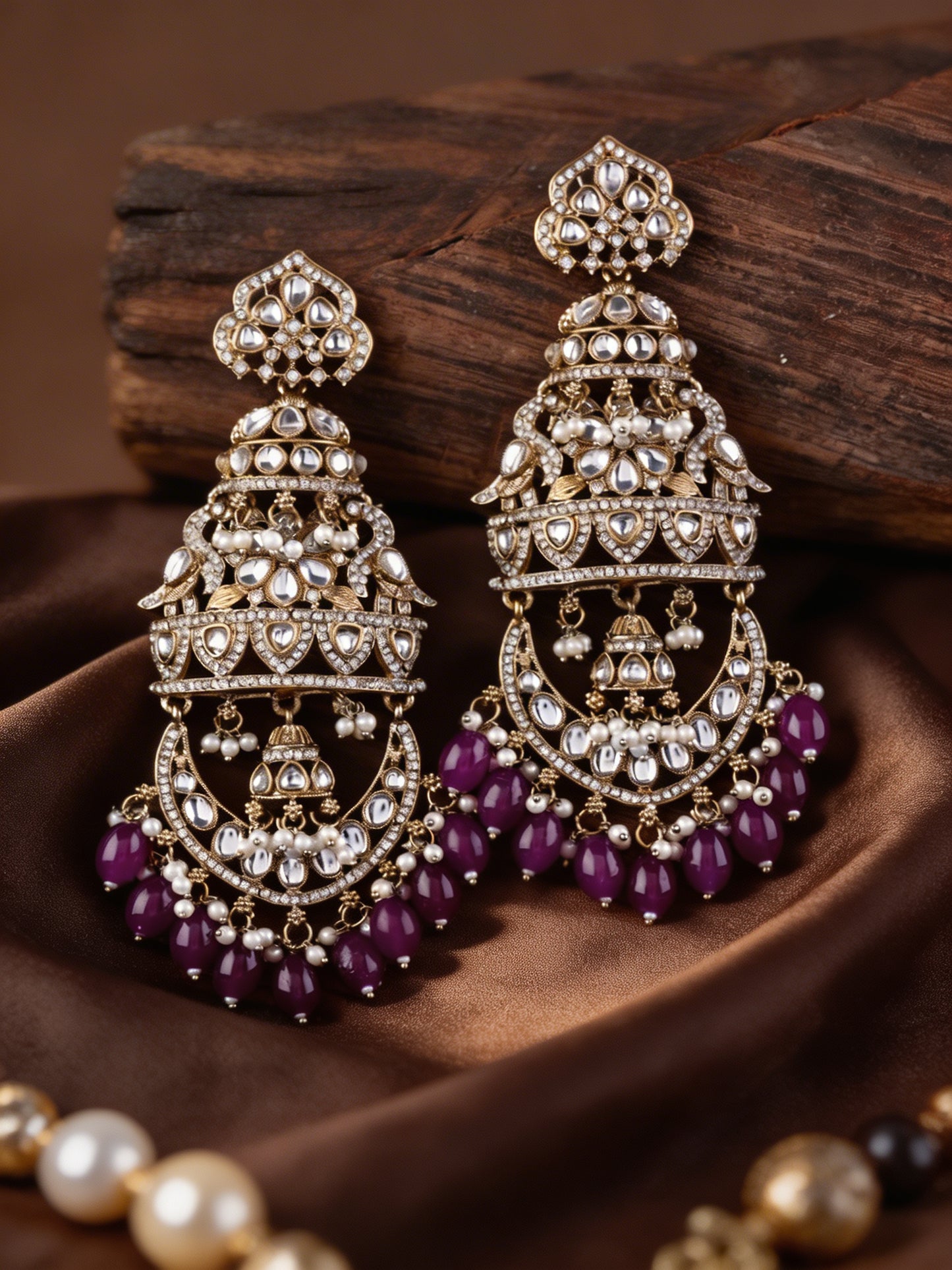 Purple Kavleen Premium Designer Statement Earring