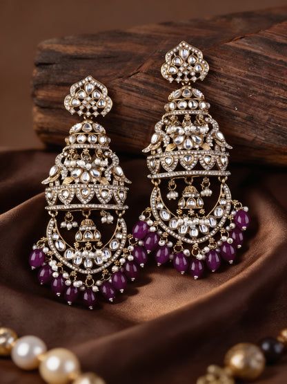 Purple Kavleen Premium Designer Statement Earring