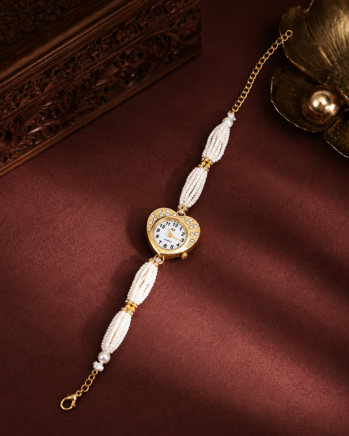 Heeri Pearl Zircone Heart Bracelet Wrist Watch