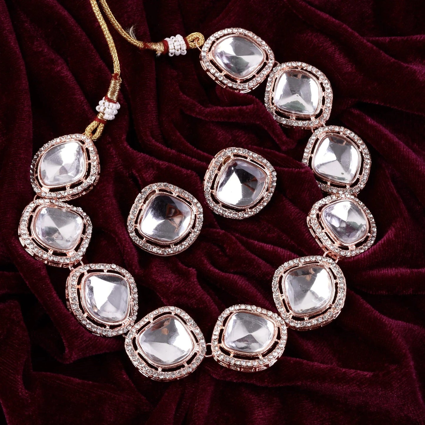 Rose Gold Ashwin Polki Dupe Choker Set