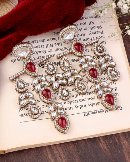 Red Japneet Premium Designer Zircone Earring