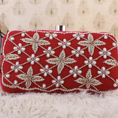 Pink Jivika Embroidered Clutch