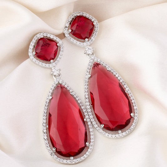 Wine Ezra American Diamond Earring