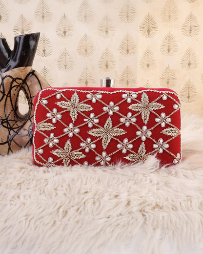 Pink Jivika Embroidered Clutch