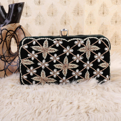 Dark Green Jivika Embroidered Clutch