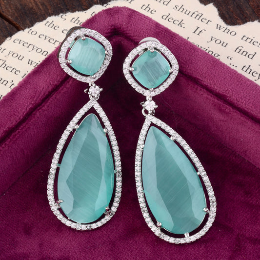 Mint Green Ezra American Diamond Earring