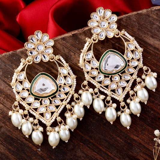 Pearl Amani Chandbali Kundan Earring