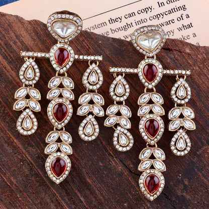 Red Japneet Premium Designer Zircone Earring