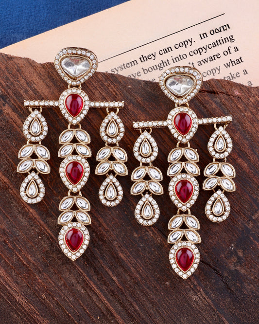 Dark Pink Japneet Premium Designer Zircone Earring