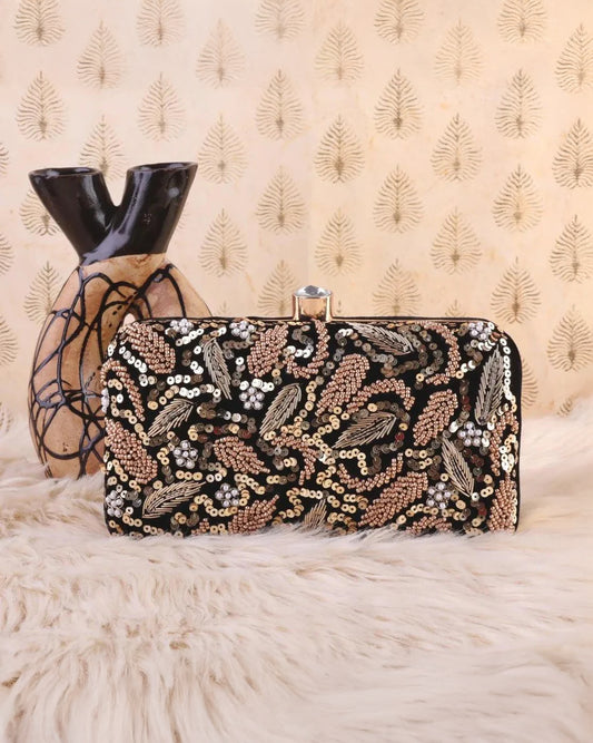 Black Omisha Embroidered Clutch