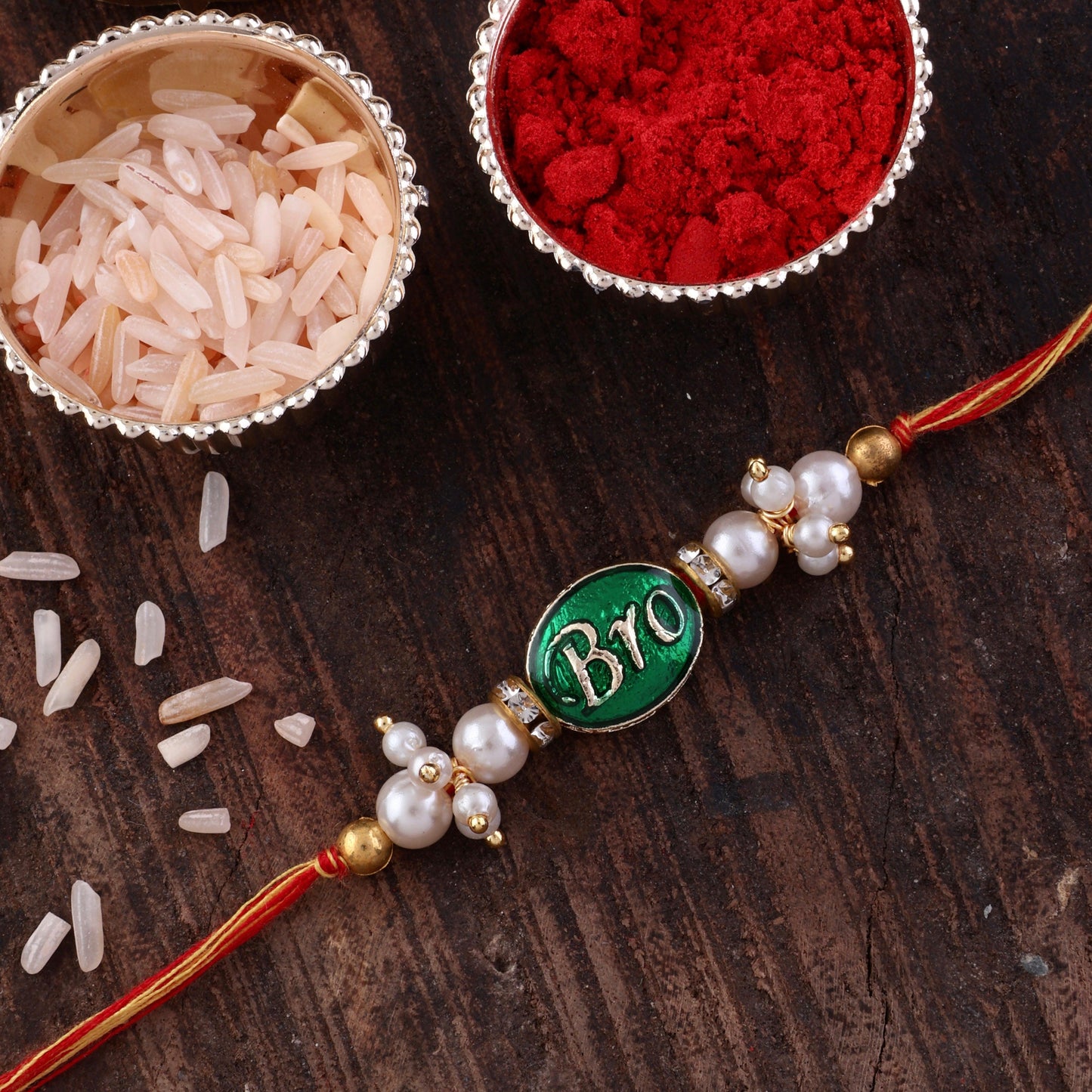 Green Bro Rakhi with Tilak Set and Card
