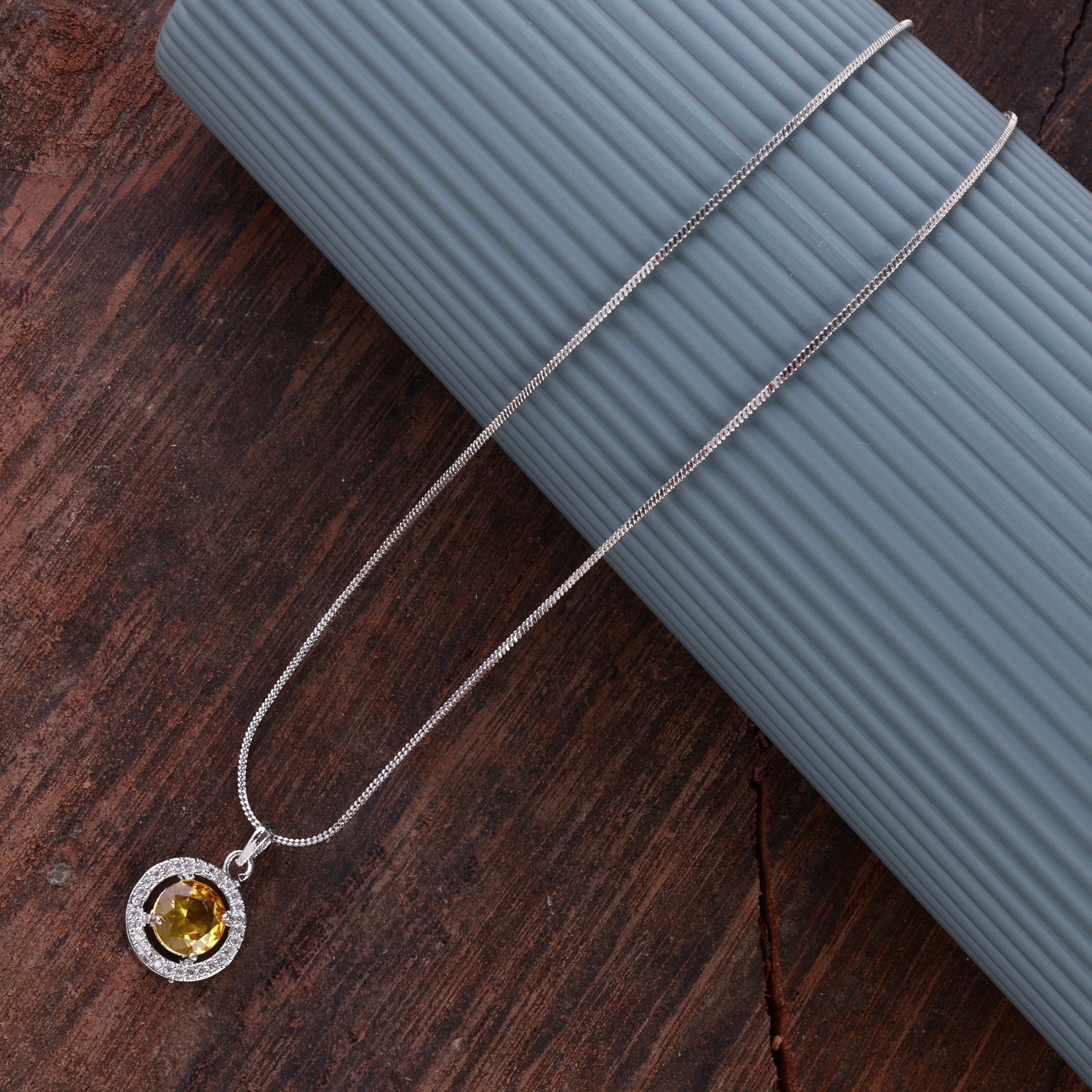Yellow Jack American Diamond Pendant with Chain