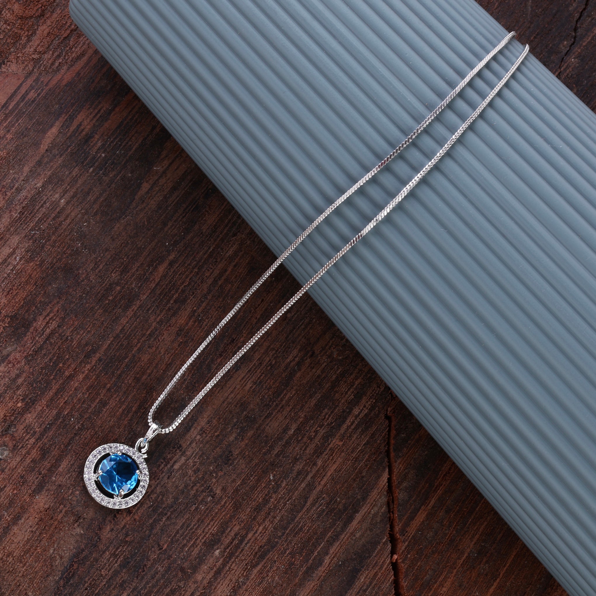 Turquoise Jack American Diamond Pendant with Chain
