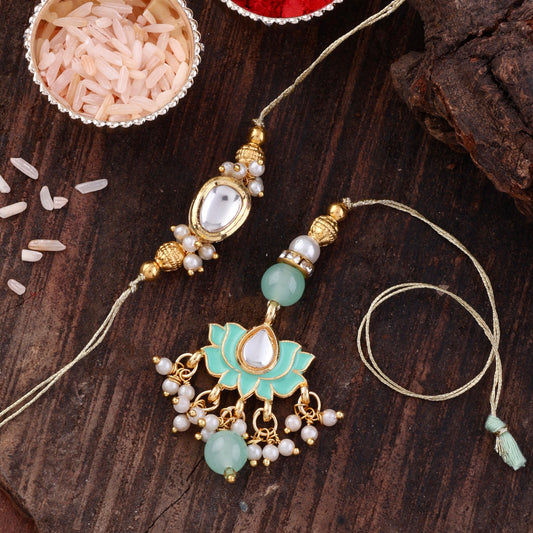 Mint Arjun Bhaiya Bhabhi Rakhi with Tilak Set and Card