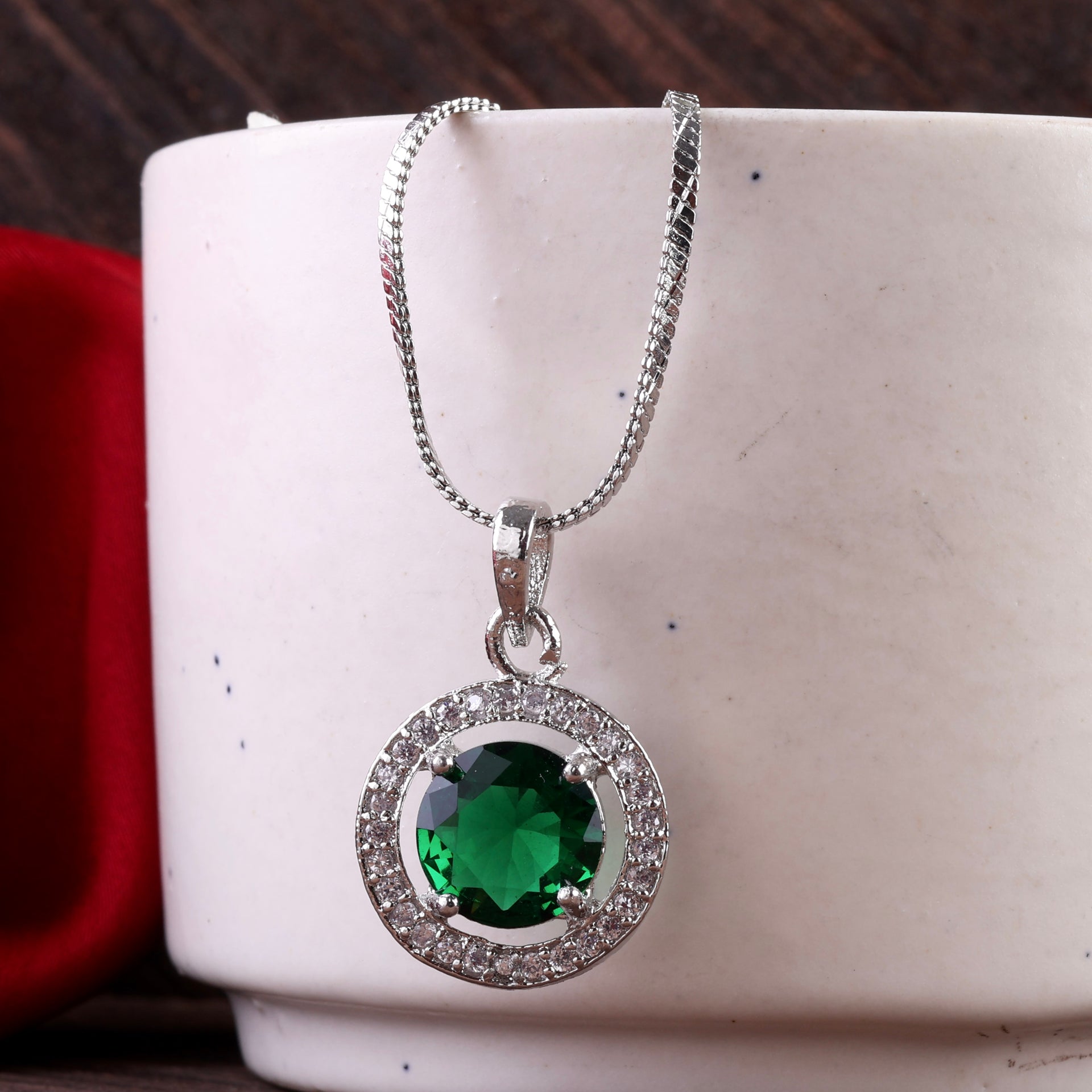 Emerald Jack American Diamond Pendant with Chain