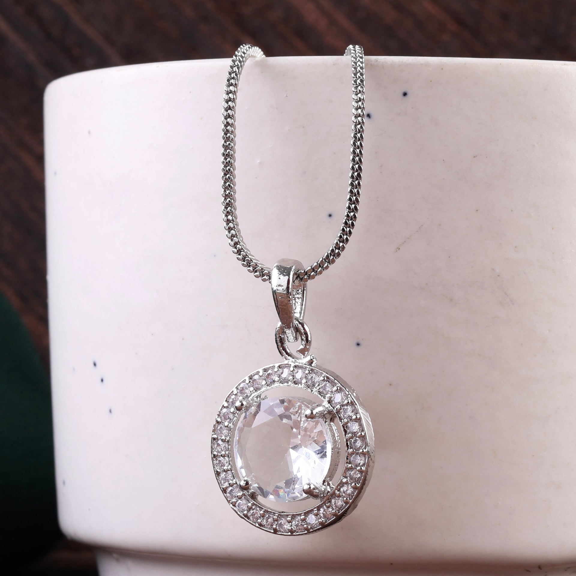 Silver Jack American Diamond Pendant with Chain