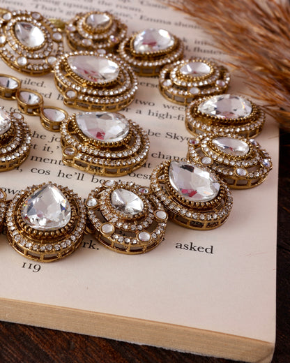 Silver Hania Premium Polki Dupe Necklace with Earring and Mangteeka