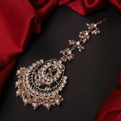 Gold Ishani Kundan Pearl Mangteeka