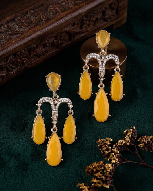 Yellow Ishika Designer Zircone Earring