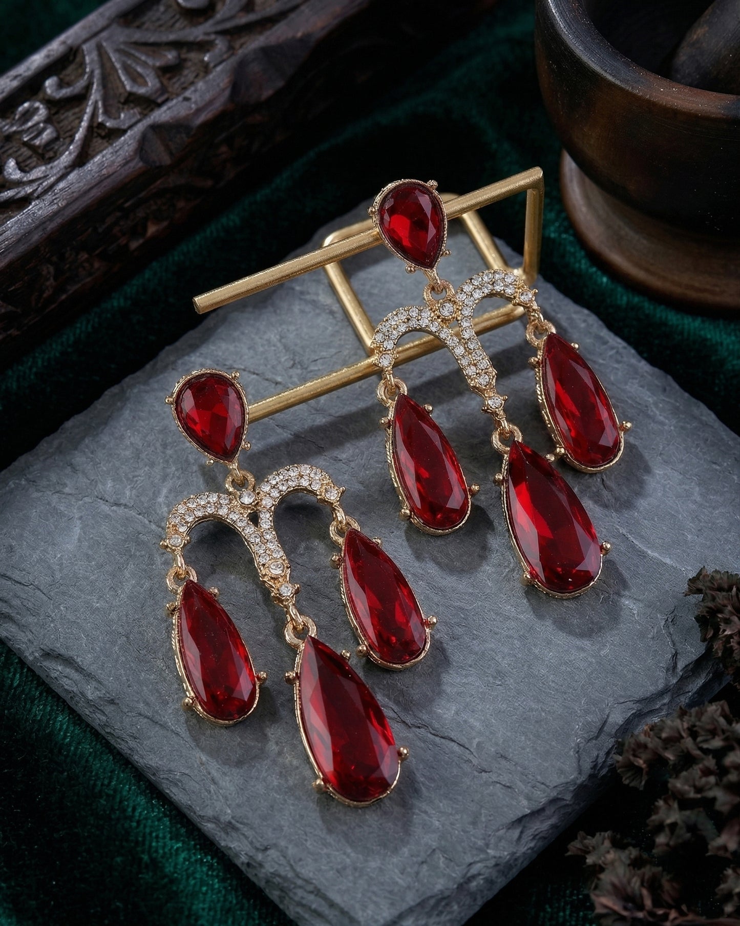 Red Ishika Designer Zircone Earring