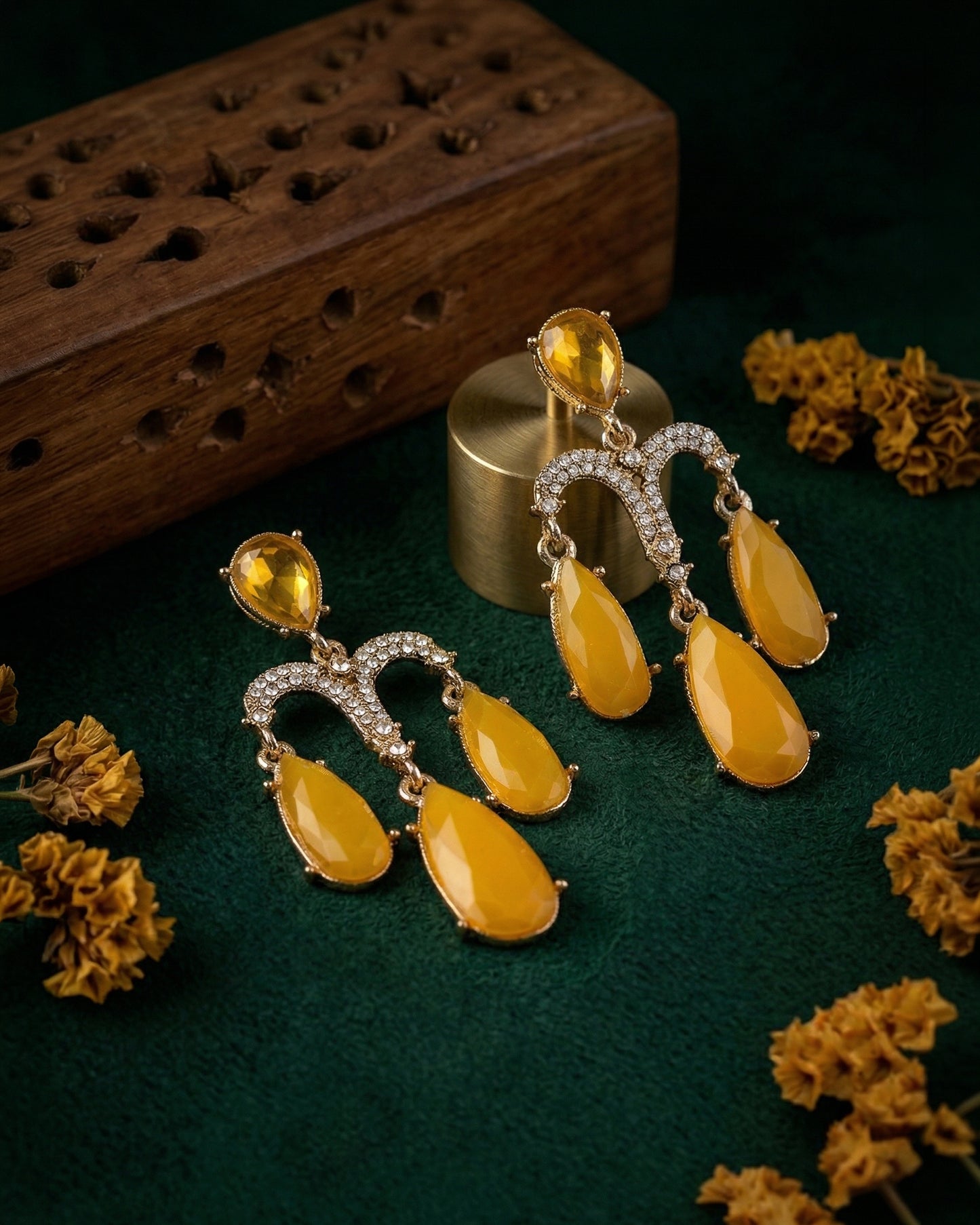 Yellow Ishika Designer Zircone Earring